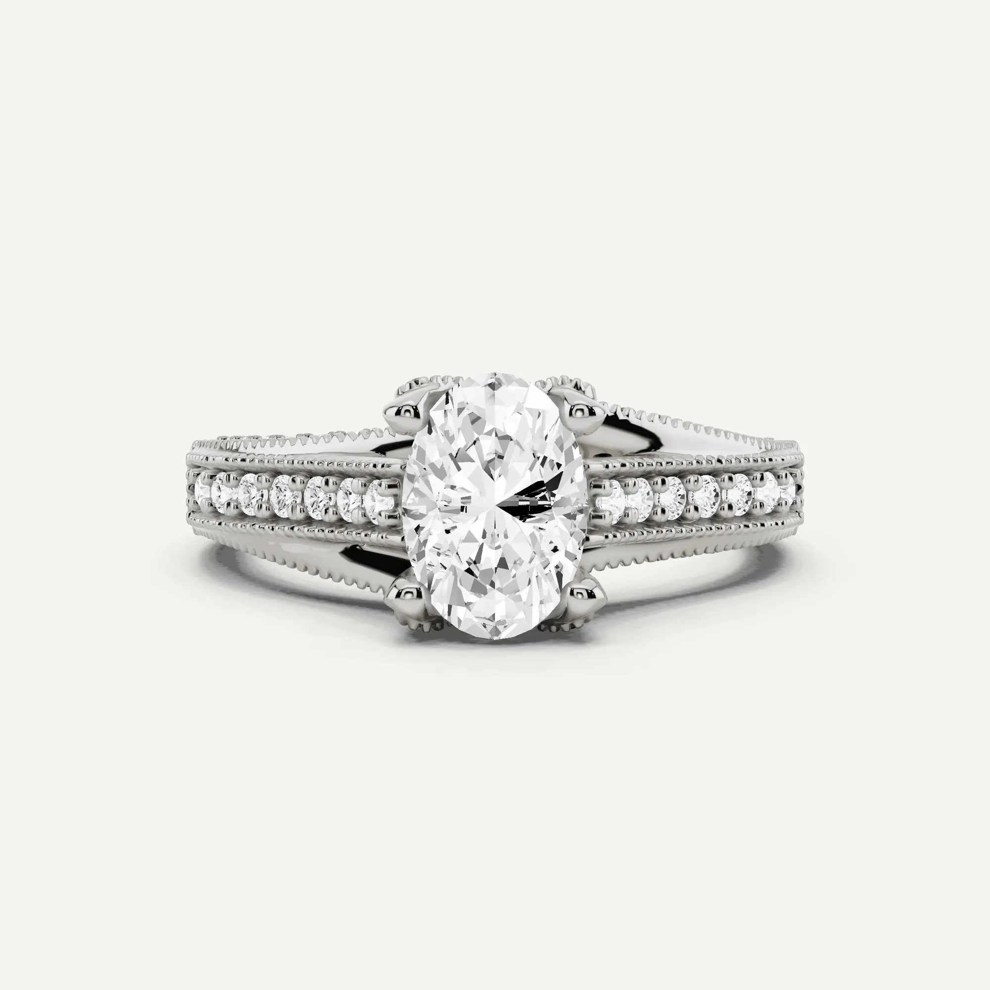 1 1/3 ctw Oval Diamond Luxe Side Stone Engagement Ring