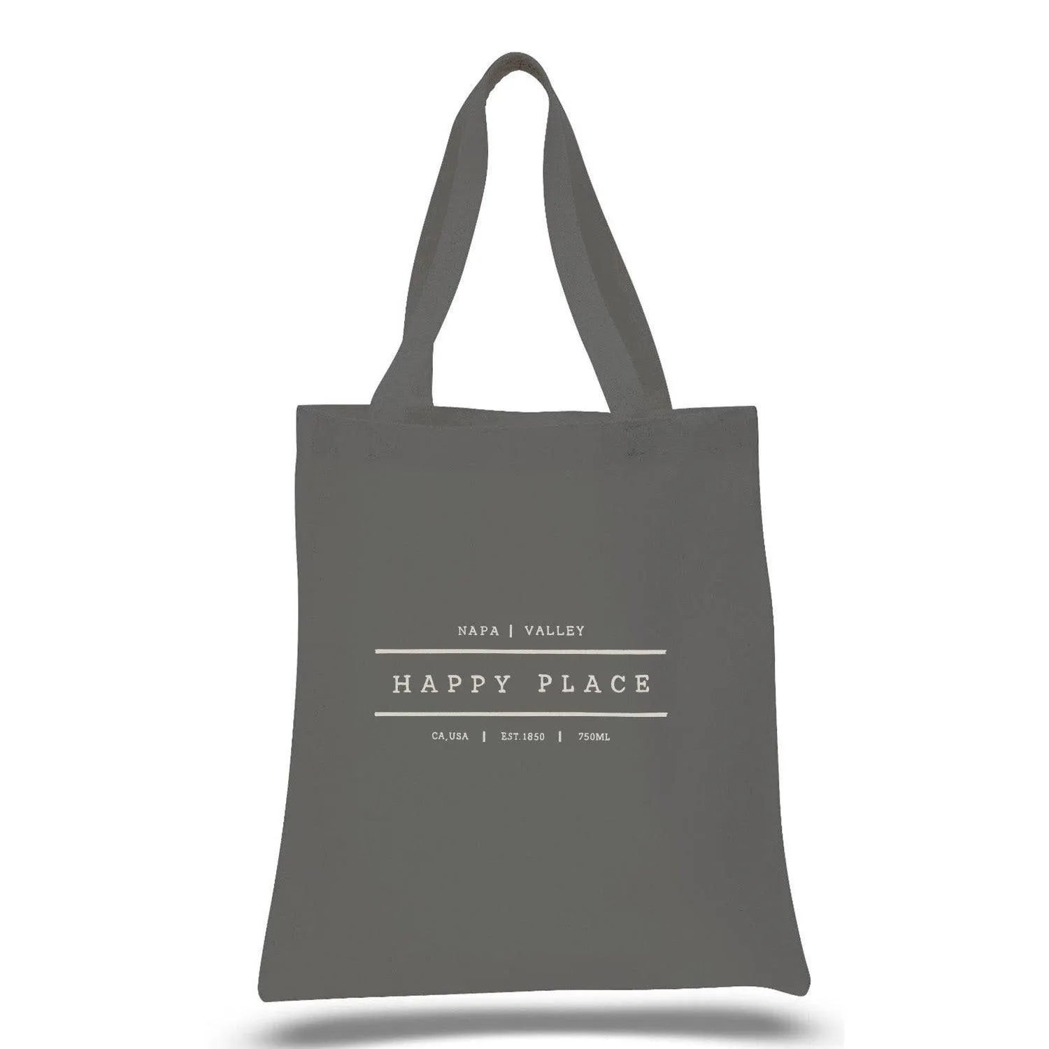 12 Oz. Colored Canvas Simple Tote Bag Printed with a Customizable HAPPY PLACE COLLECTION Design