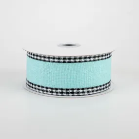 1.5" Black Gingham Edge Ribbon: Ice Blue (10 Yards)