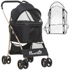 3-in-1 Cat Stroller - Carrier with Universal Wheel & Rain Cover - Black