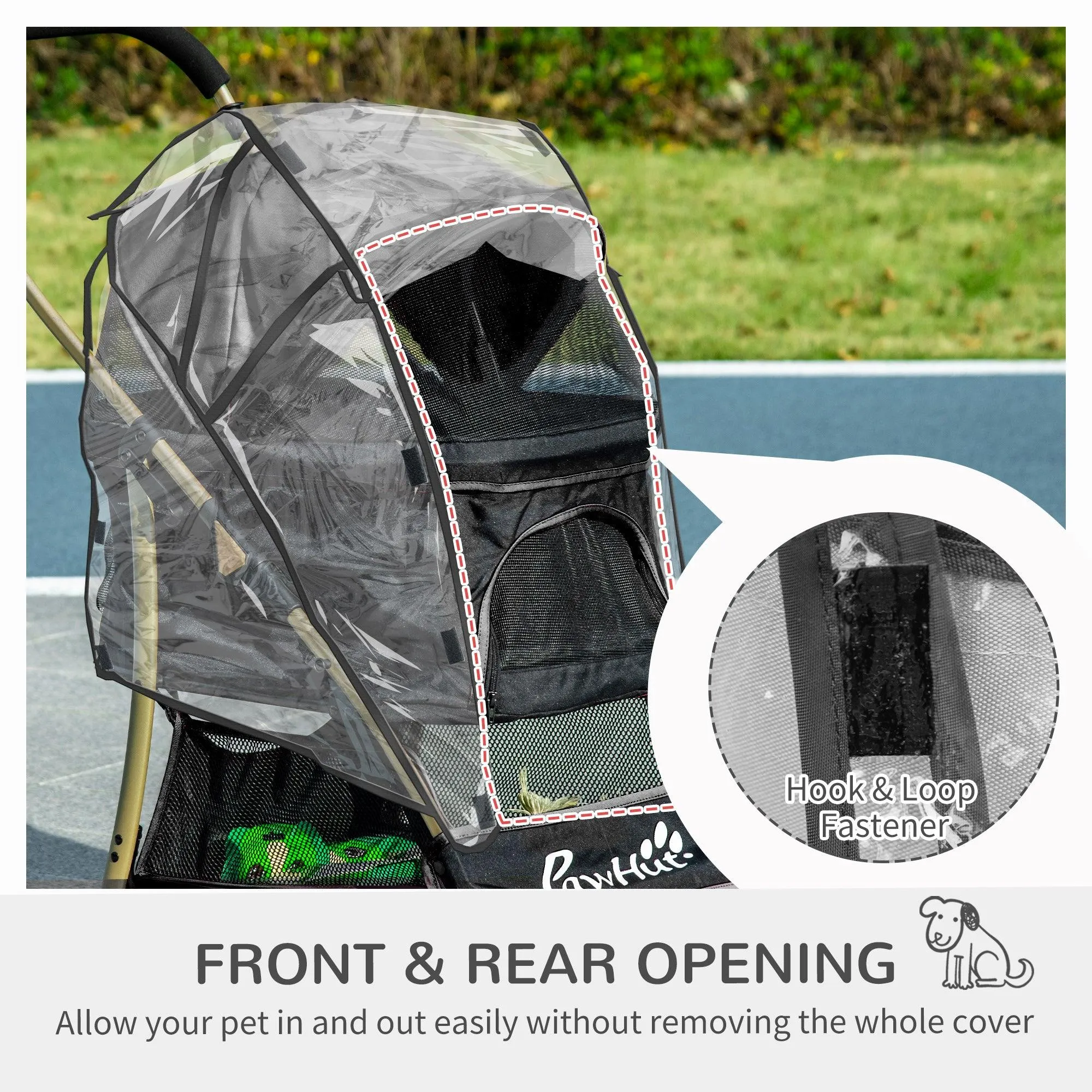 3-in-1 Cat Stroller - Carrier with Universal Wheel & Rain Cover - Black