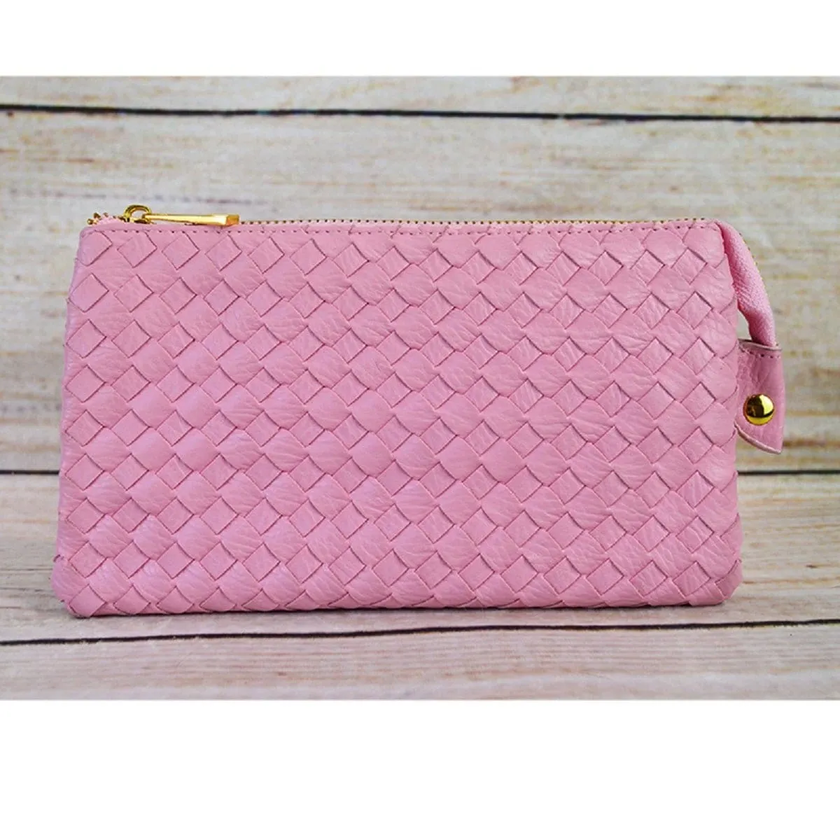 7050 Woven Three Compartment Clutch/Crossbody Bag