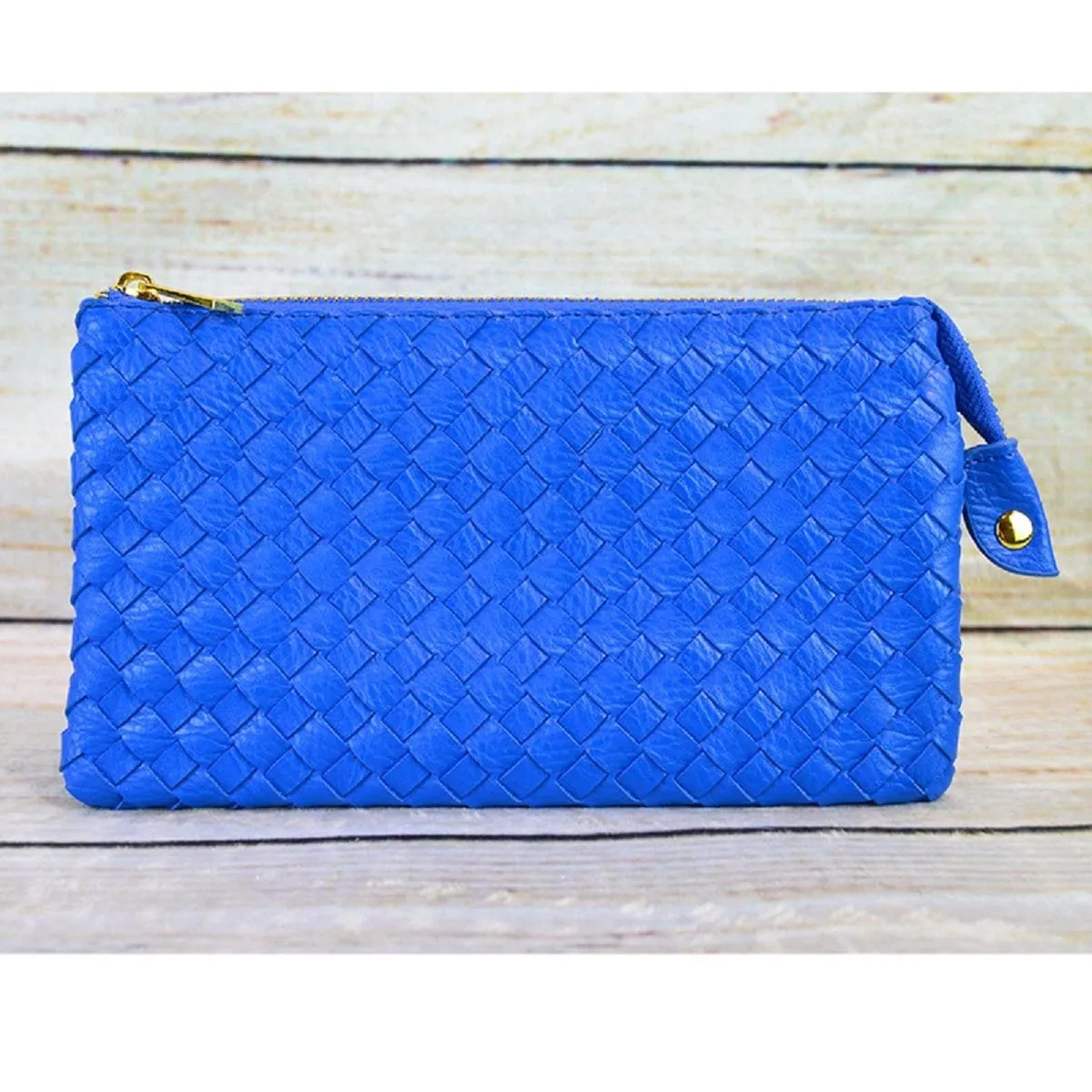 7050 Woven Three Compartment Clutch/Crossbody Bag