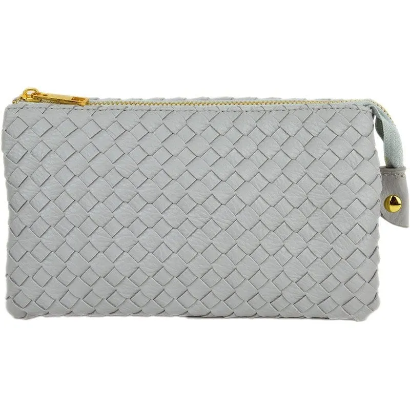 7050 Woven Three Compartment Clutch/Crossbody Bag