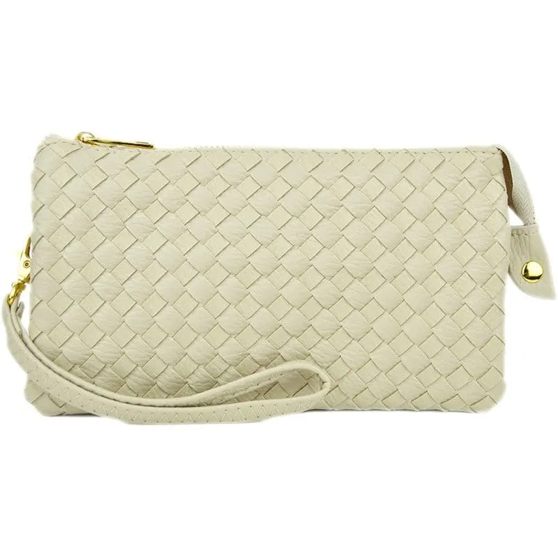 7050 Woven Three Compartment Clutch/Crossbody Bag