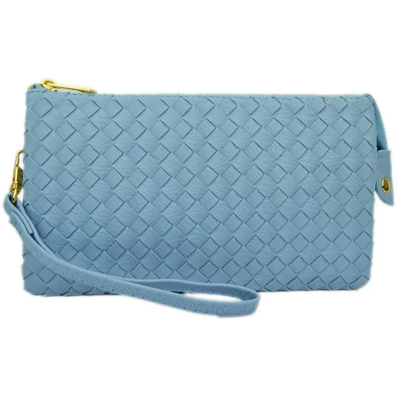 7050 Woven Three Compartment Clutch/Crossbody Bag