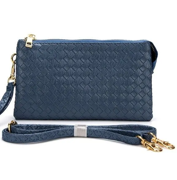 7050 Woven Three Compartment Clutch/Crossbody Bag