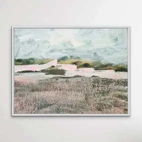 A Place To Remember - Abstract Landscape Pink and Green Print