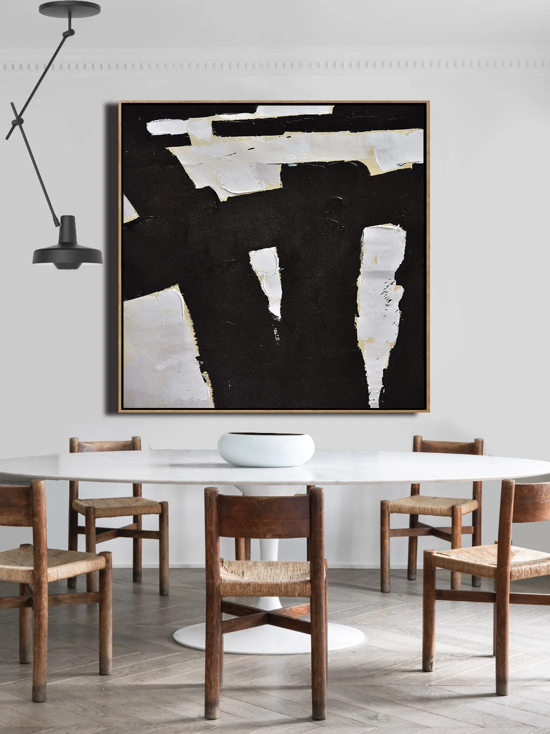 Abstract Art Black and White Textured Painting Yp038