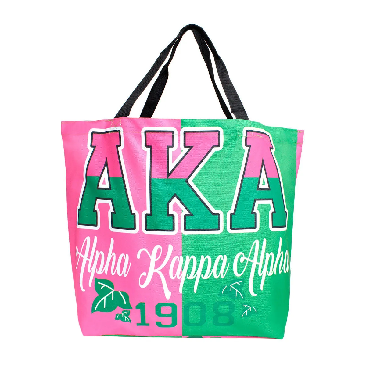 Alpha Kappa Alpha AKA Inspired 1908 Pink Green Large Shopper Tote for Women