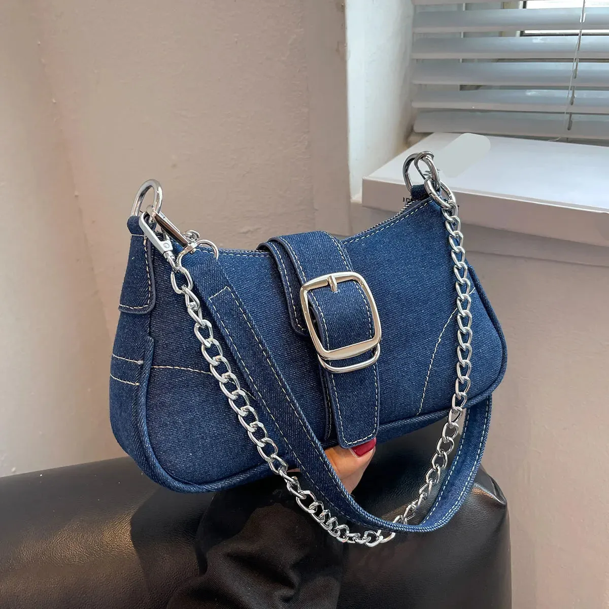 Amozae-Small Design Jeans Bag Women's New Cross-Shoulder Bag Shoulder Canvas Bag