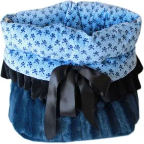 Baby Blue or Pink Skulls Reversible Snuggle Bugs Pet Bed, Bag, and Car Seat All In One