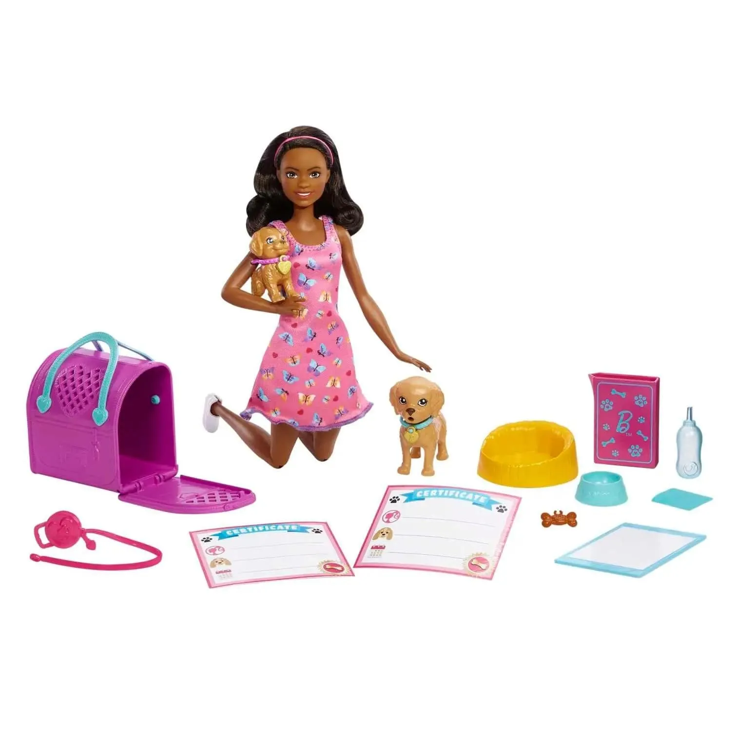 Barbie Doll Pup Adoption Playset 2 Puppies With Accessories