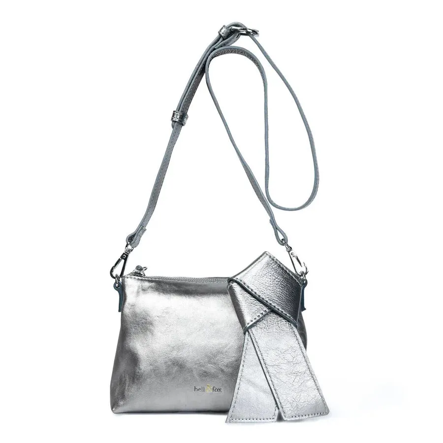 Bell & Fox Indira Bow Detail Clutch/Crossbody Bag in Gunmetal