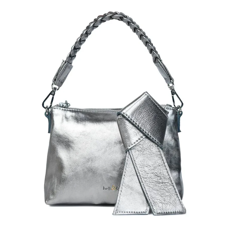 Bell & Fox Indira Bow Detail Clutch/Crossbody Bag in Gunmetal