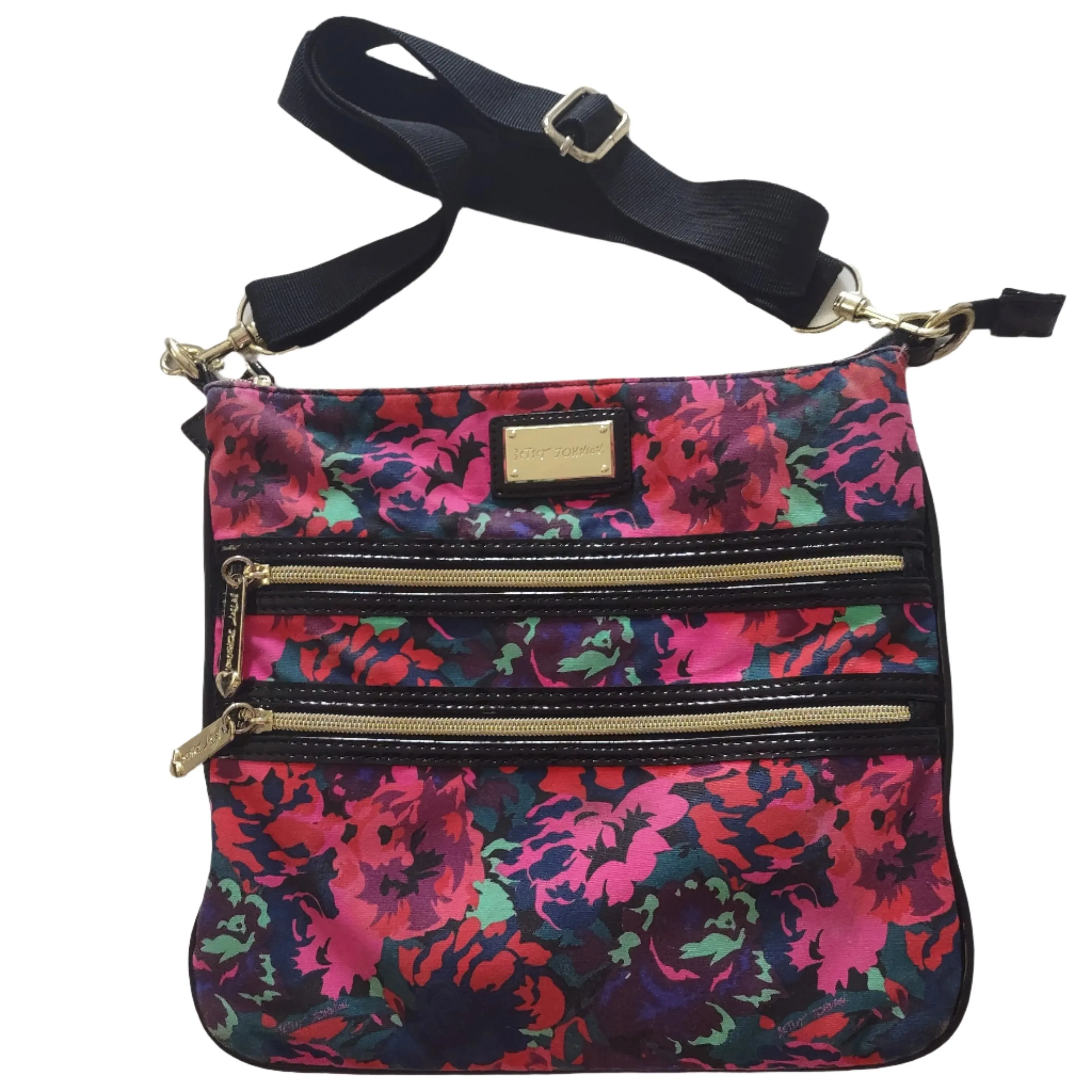 Betsey Johnson Floral Canvas Crossbody Bag Handbag