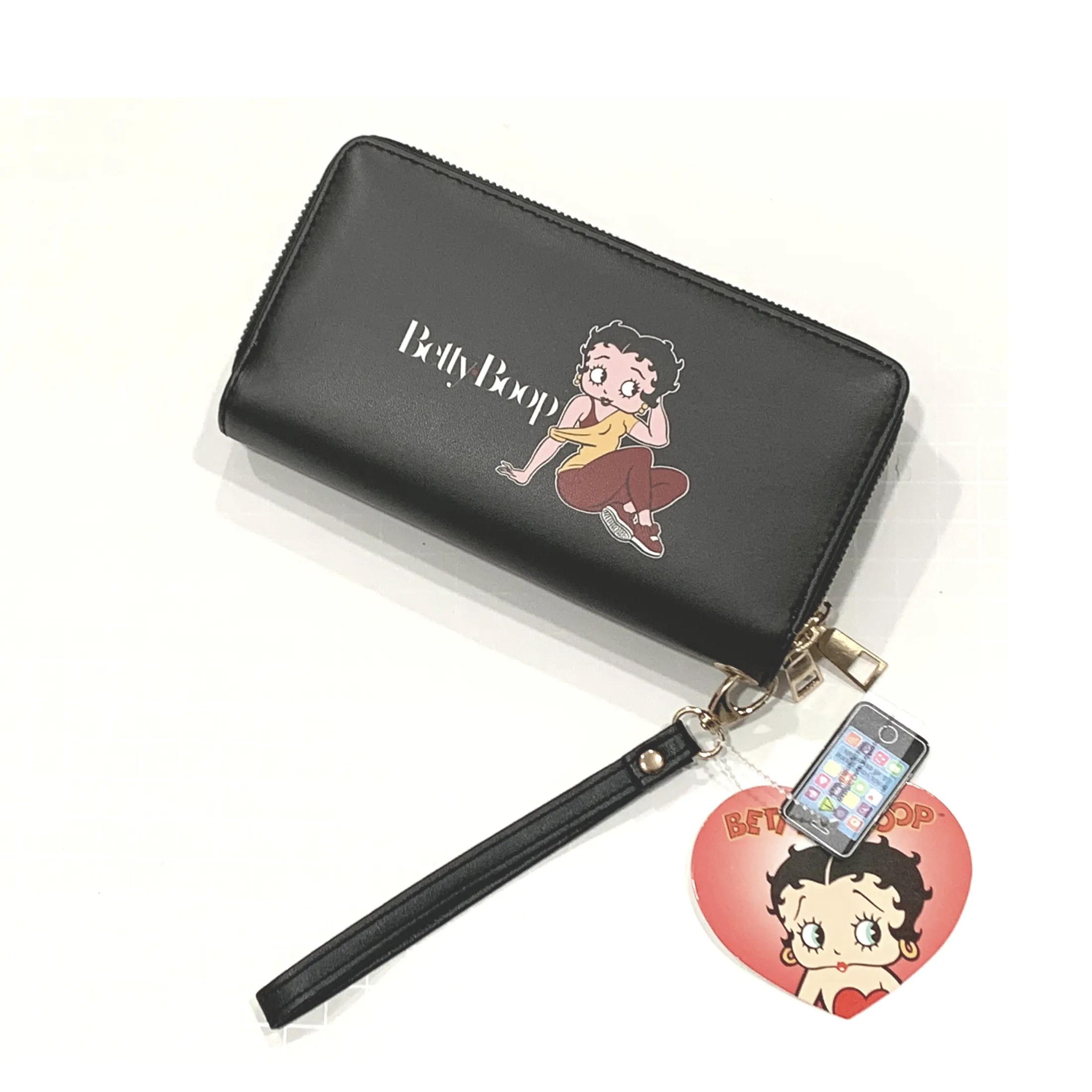 Betty Boop Wallet Blk double zipper