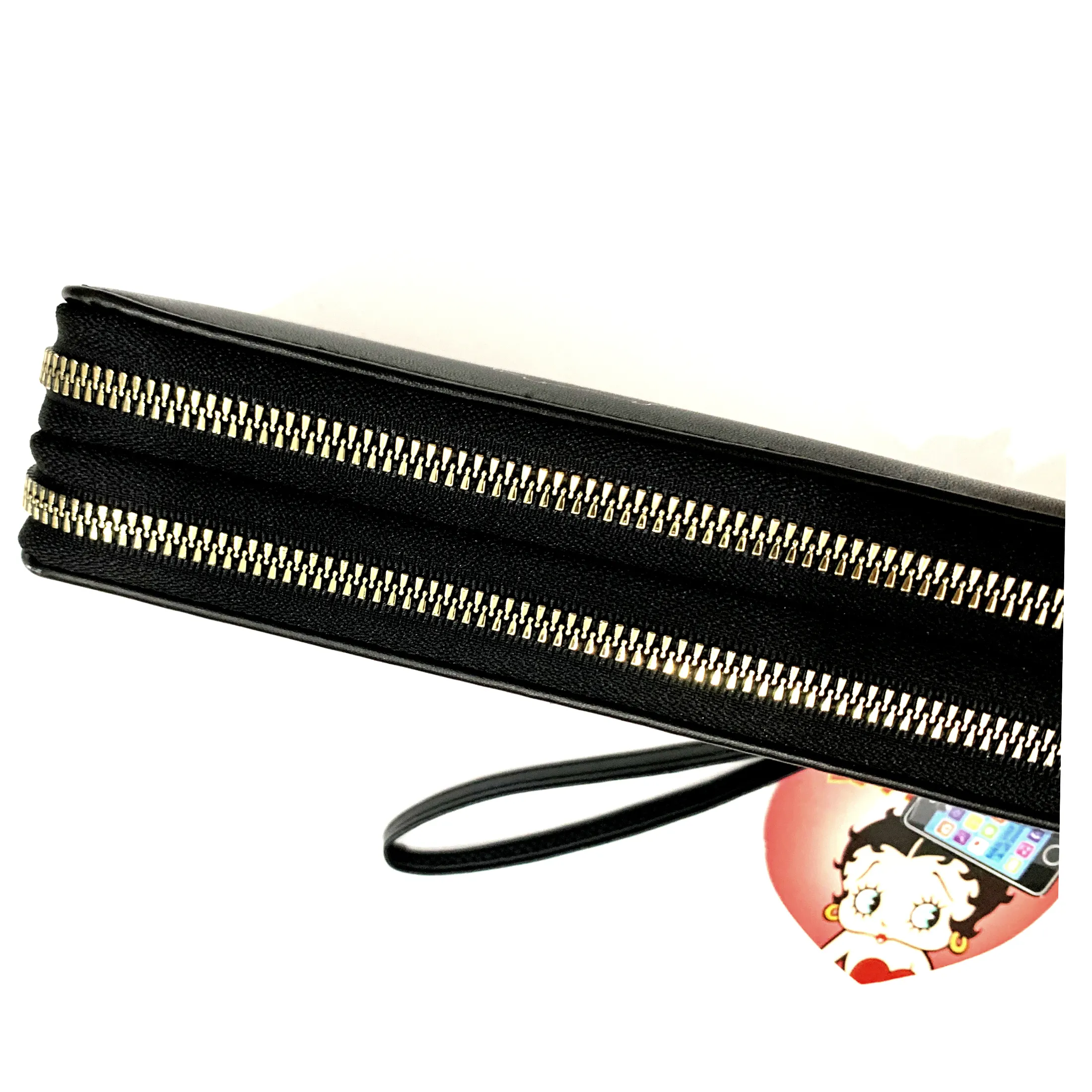 Betty Boop Wallet Blk double zipper