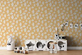 Birdies On Yellow - Peel and Stick Removable Wallpaper