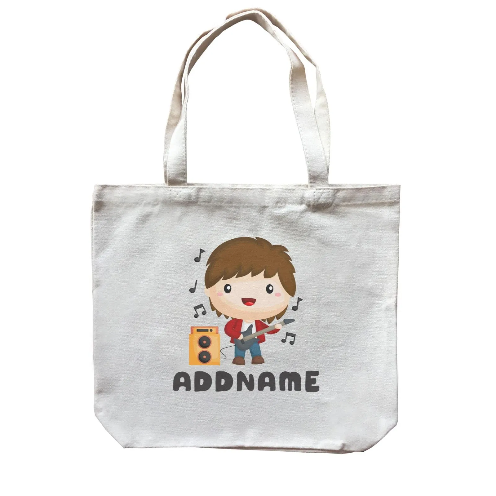 Birthday Music Band Boy Playing Bass Addname Canvas Bag