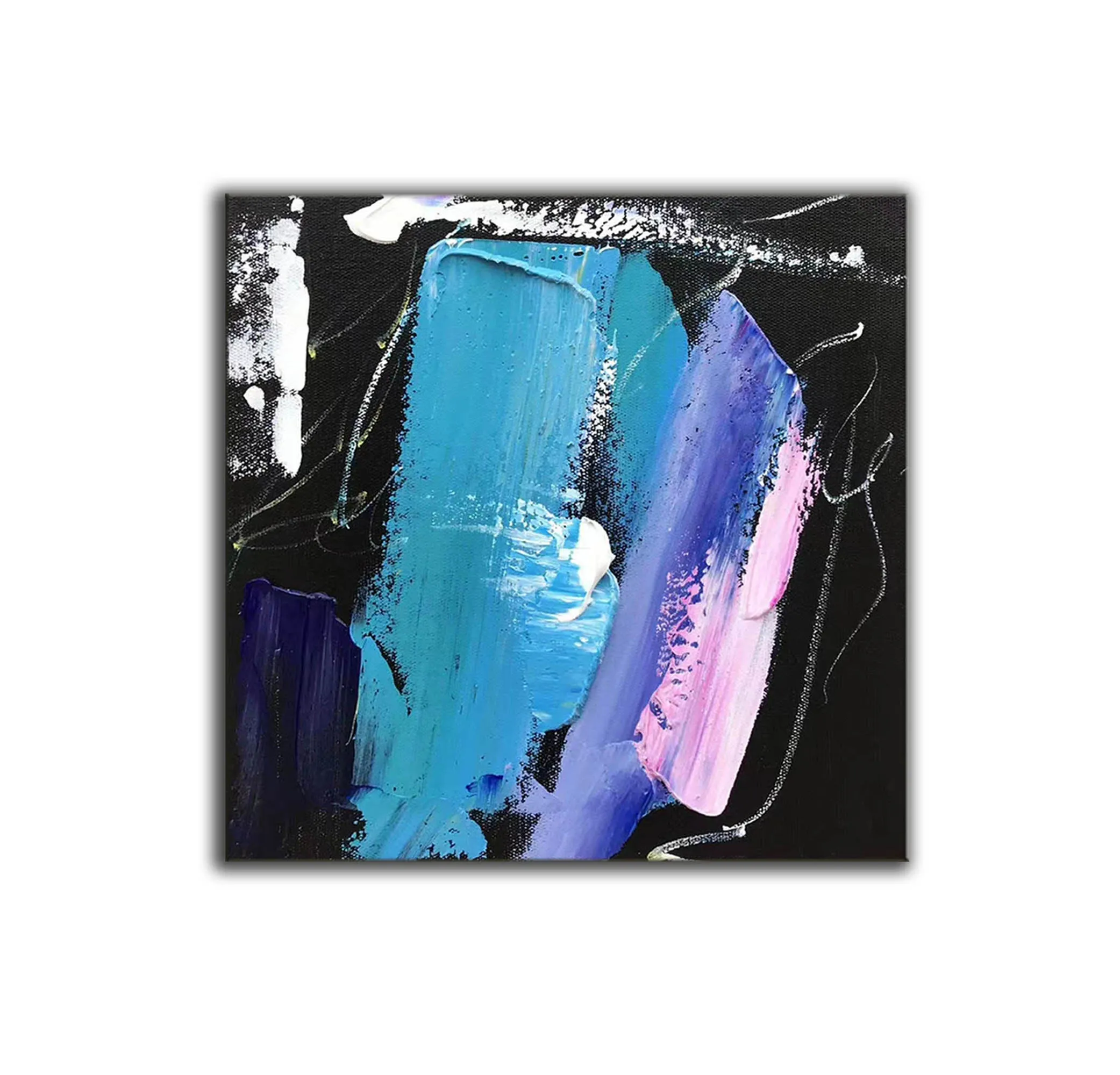 Black Blue Pink Abstract Acrylic Painting Large Canvas Art Cp002