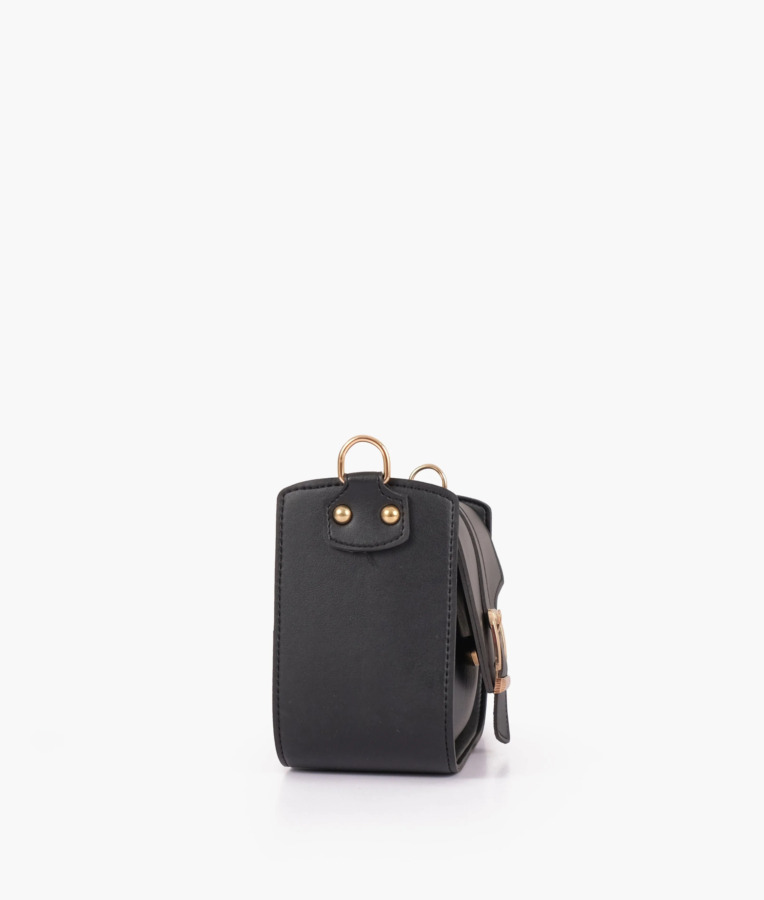 Black saddle buckle bag