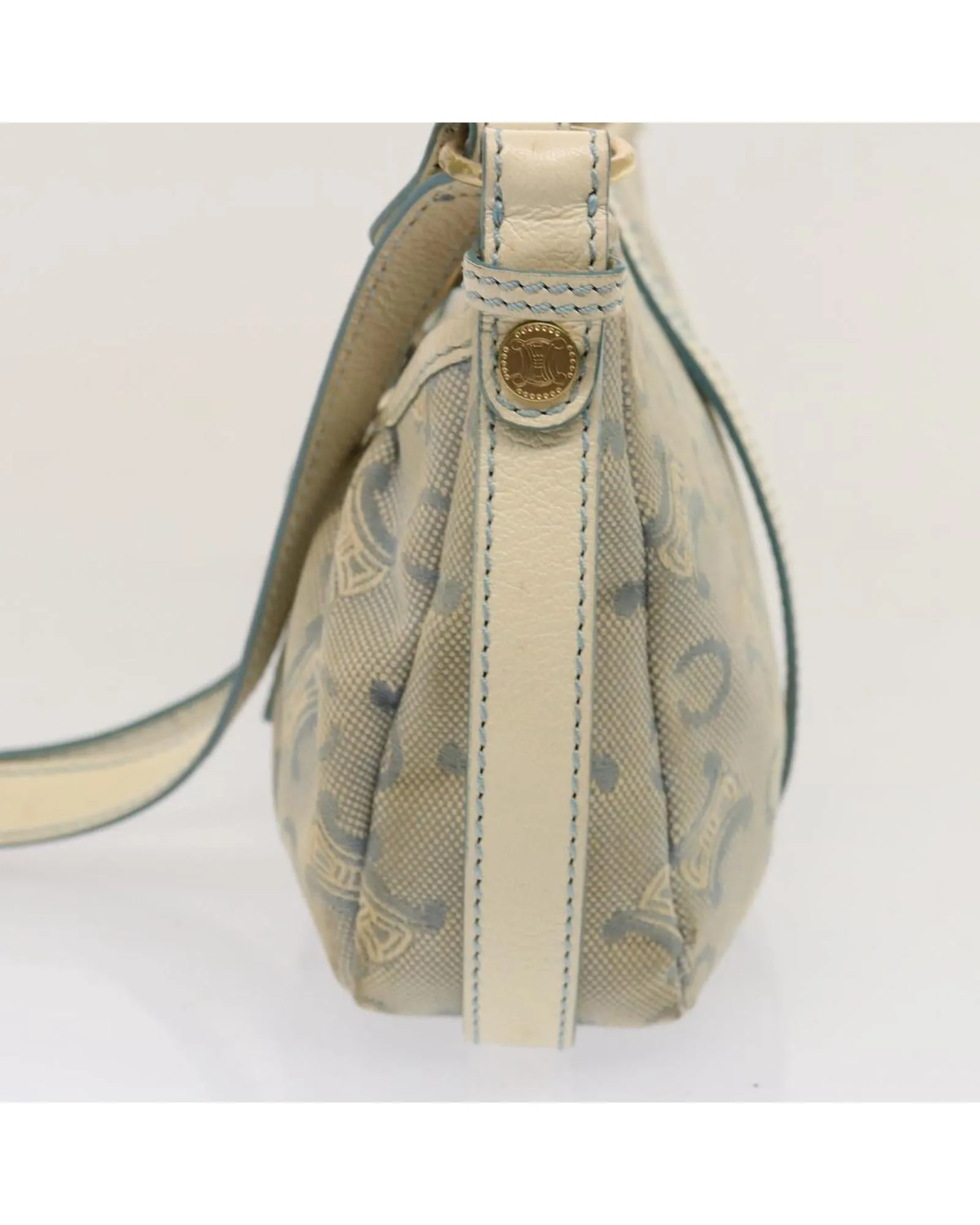 Blue Canvas Shoulder Bag with Shoulder Drop and Multiple Compartments