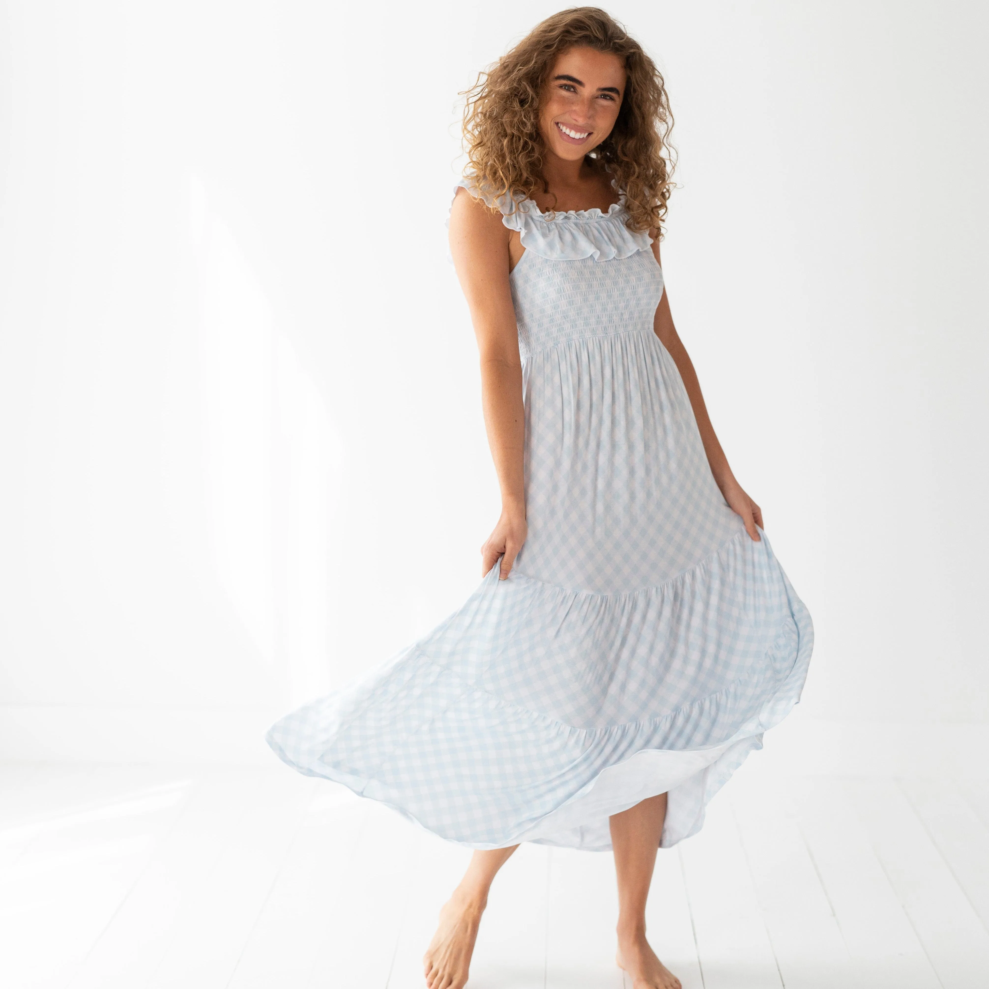 Blue Gingham Mama Dress