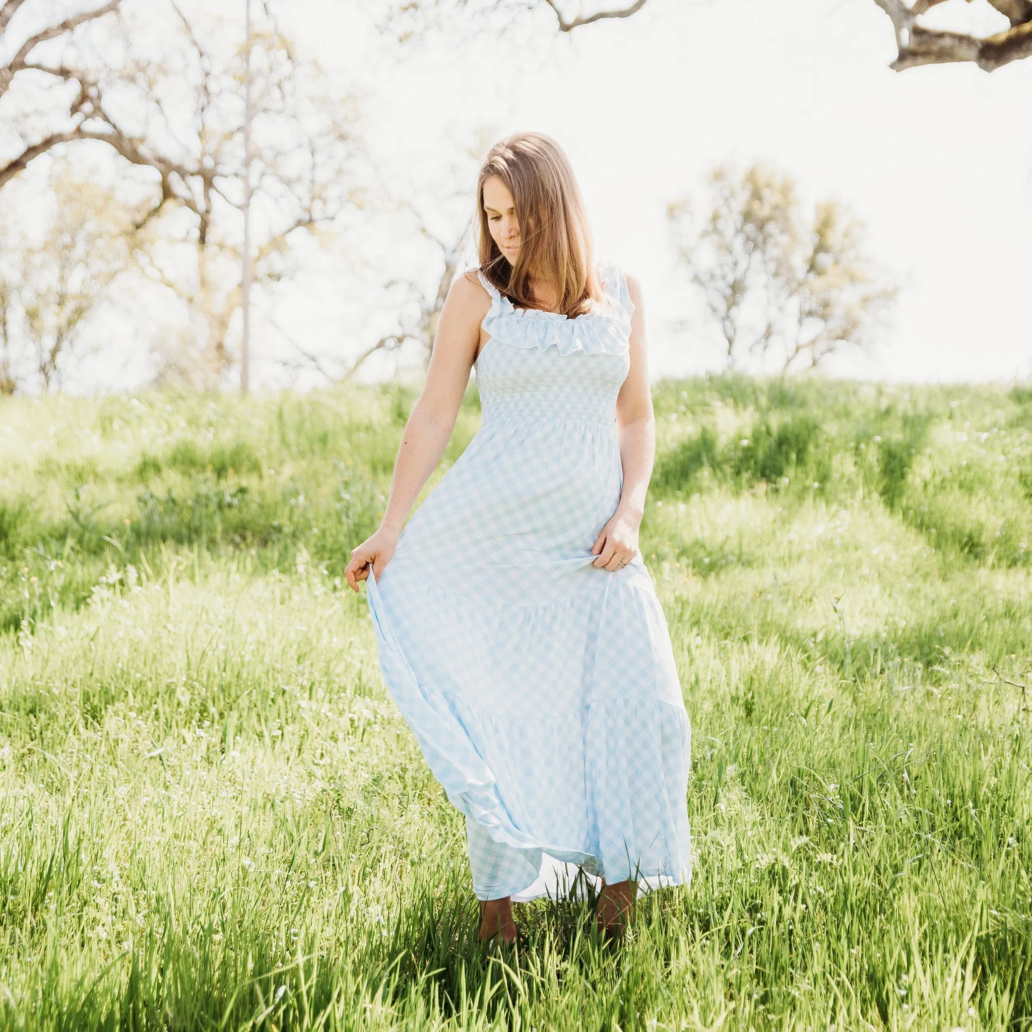 Blue Gingham Mama Dress