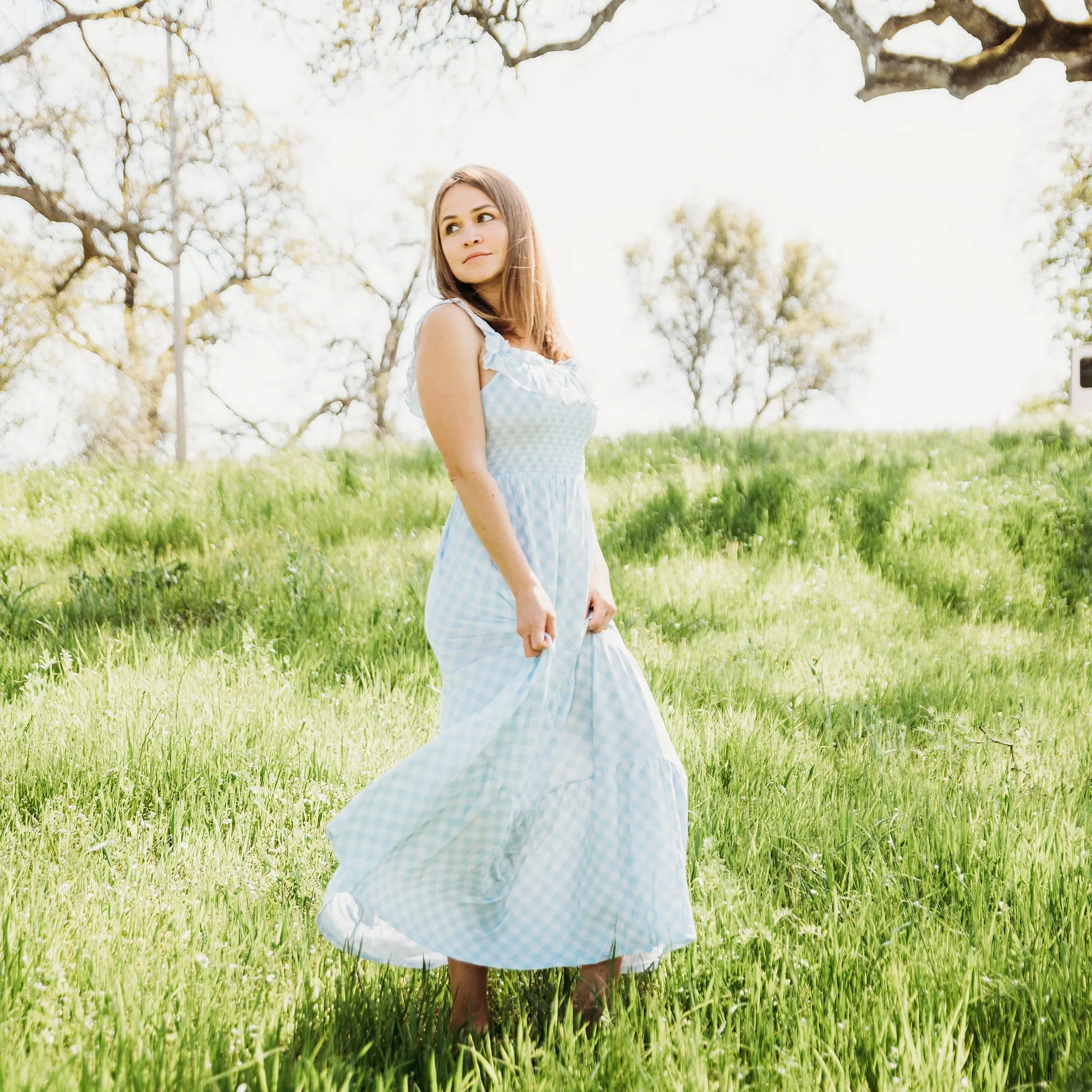 Blue Gingham Mama Dress