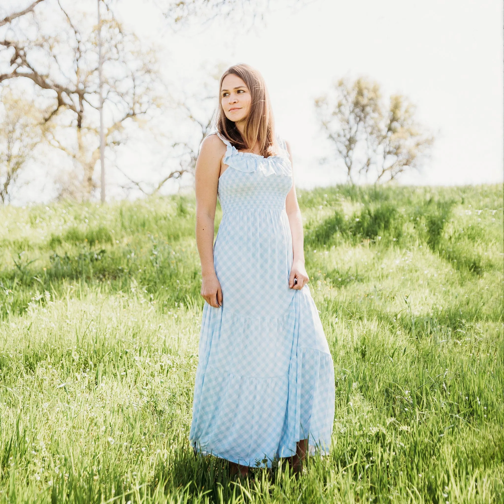 Blue Gingham Mama Dress