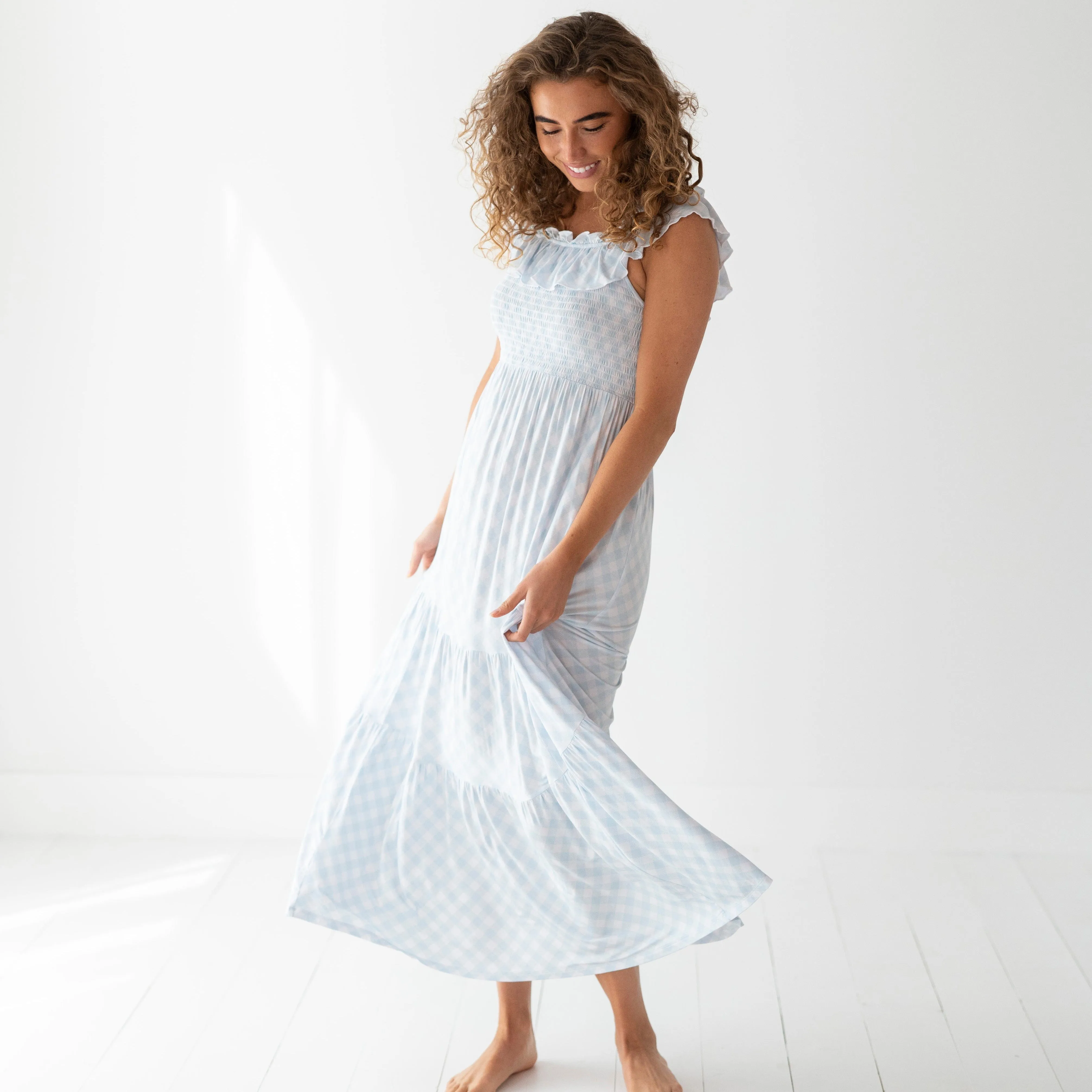 Blue Gingham Mama Dress