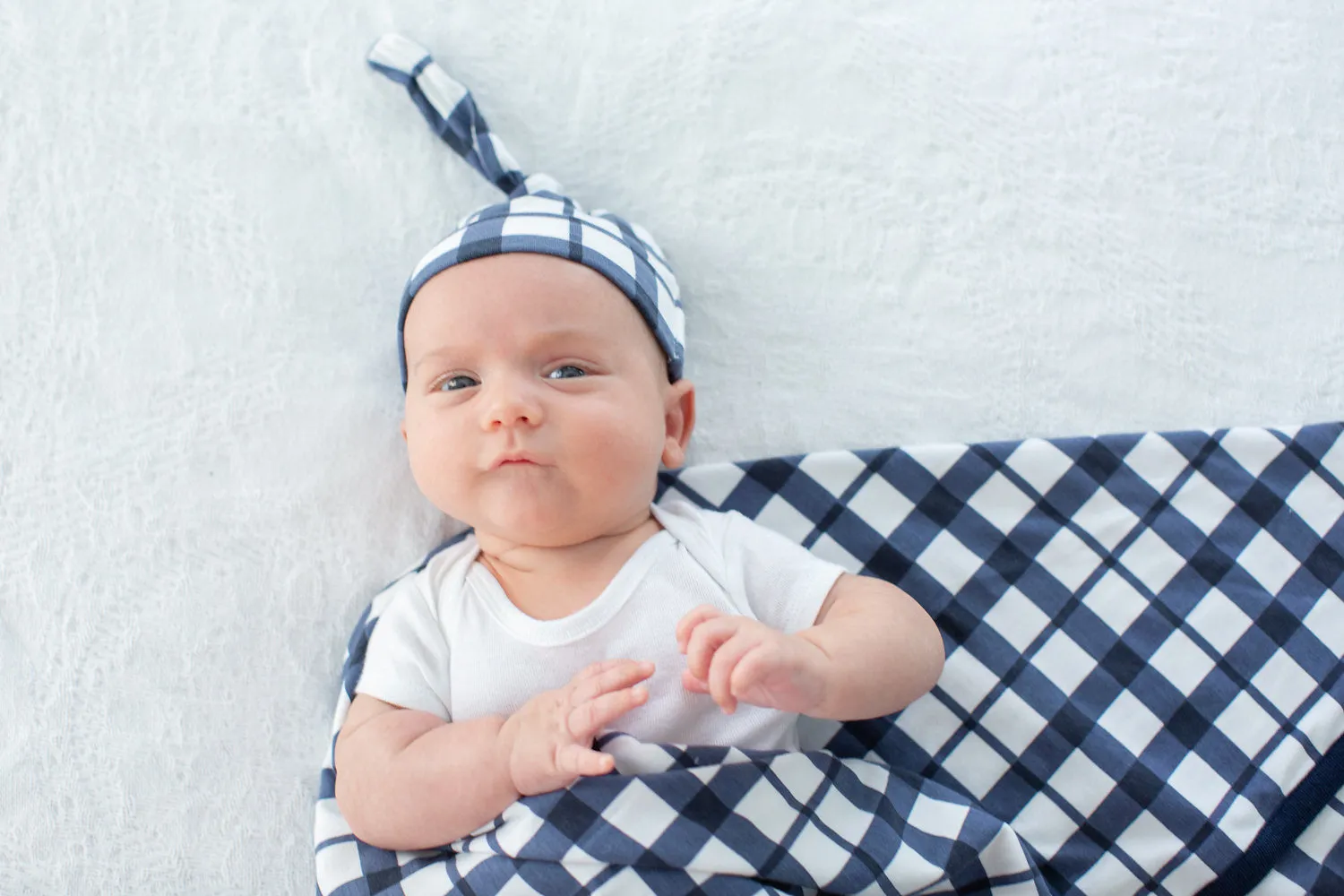 Blue Gingham Robe & Swaddle & Dad T Shirt