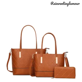 Brown “Luxury” Tote 3 Piece Set