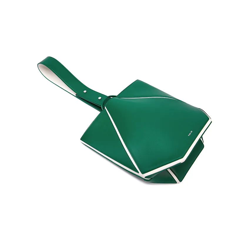 Bucket Small Foldable Shoulder Bag - Green/White