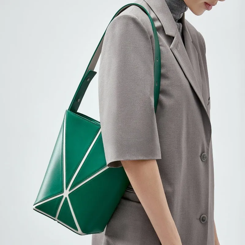 Bucket Small Foldable Shoulder Bag - Green/White