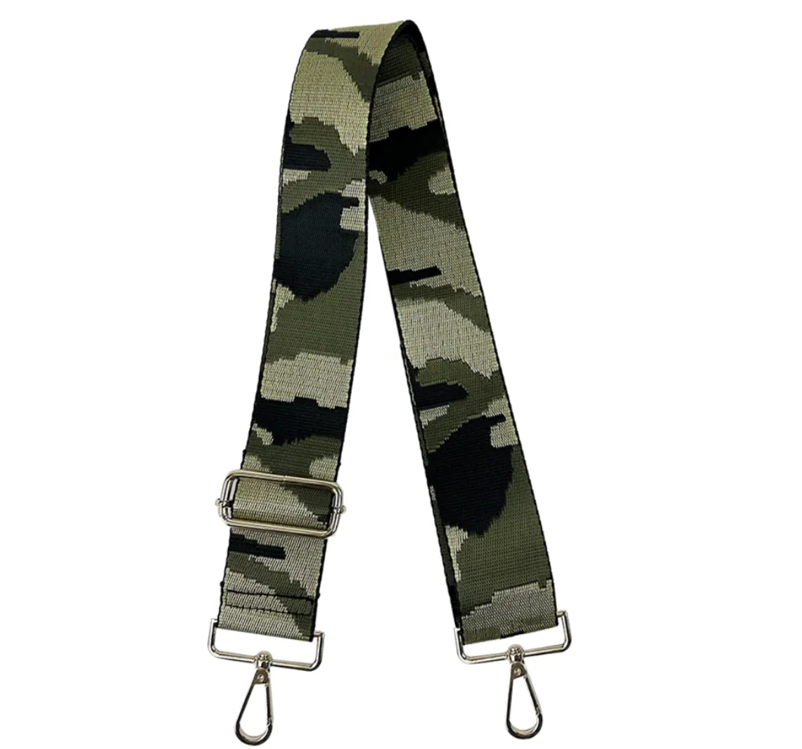 Camo Interchangeable Woven Bag Strap w/ Gold Hardware