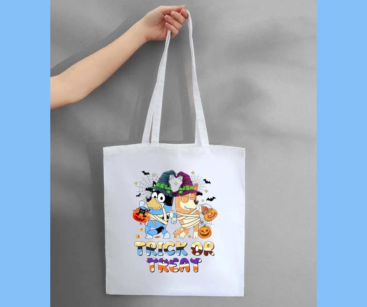 Canvas tote with color printed design