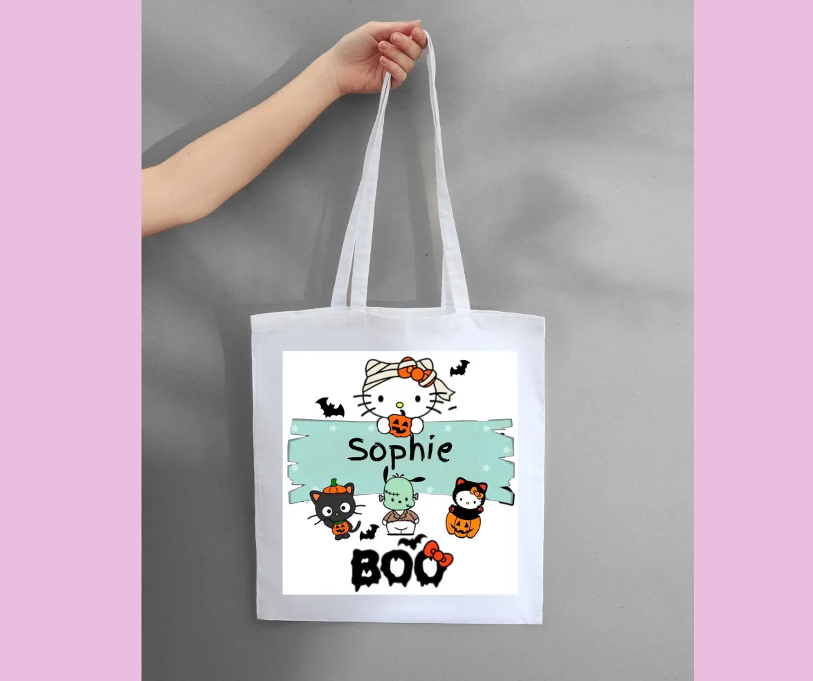 Canvas tote with color printed design