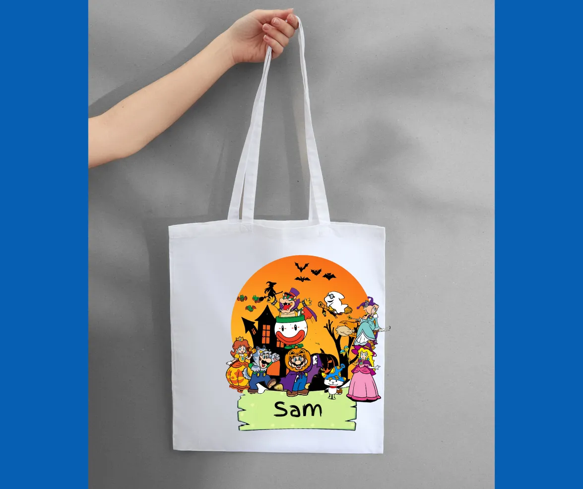 Canvas tote with color printed design