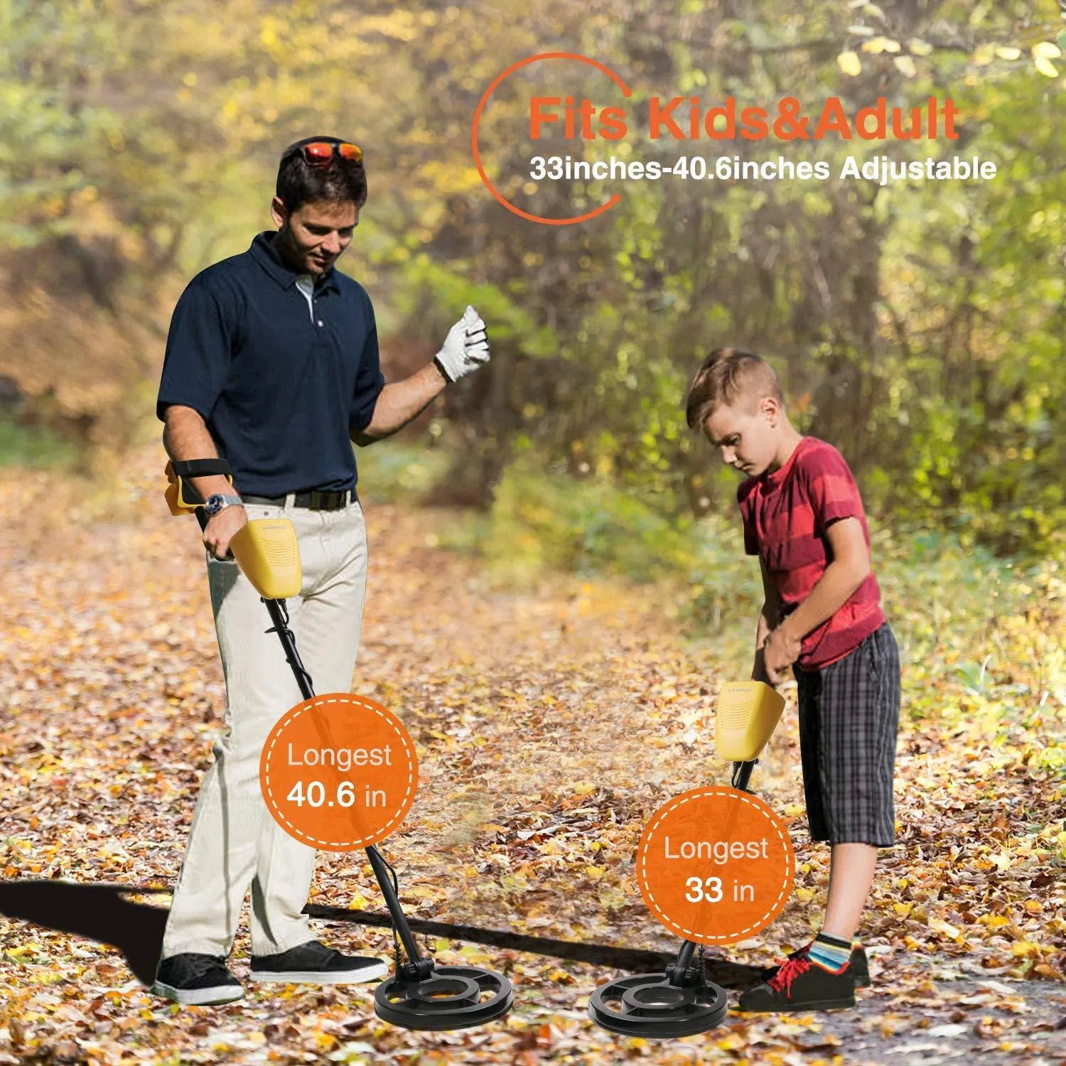 Canway Metal Detector High Accuracy Adjustable Waterproof Metal Finder, LCD Display with Light, Carrying Bag and Shovel Included, 7 Target Categories, Depth Indication, Audio Prompt, with P/P Function