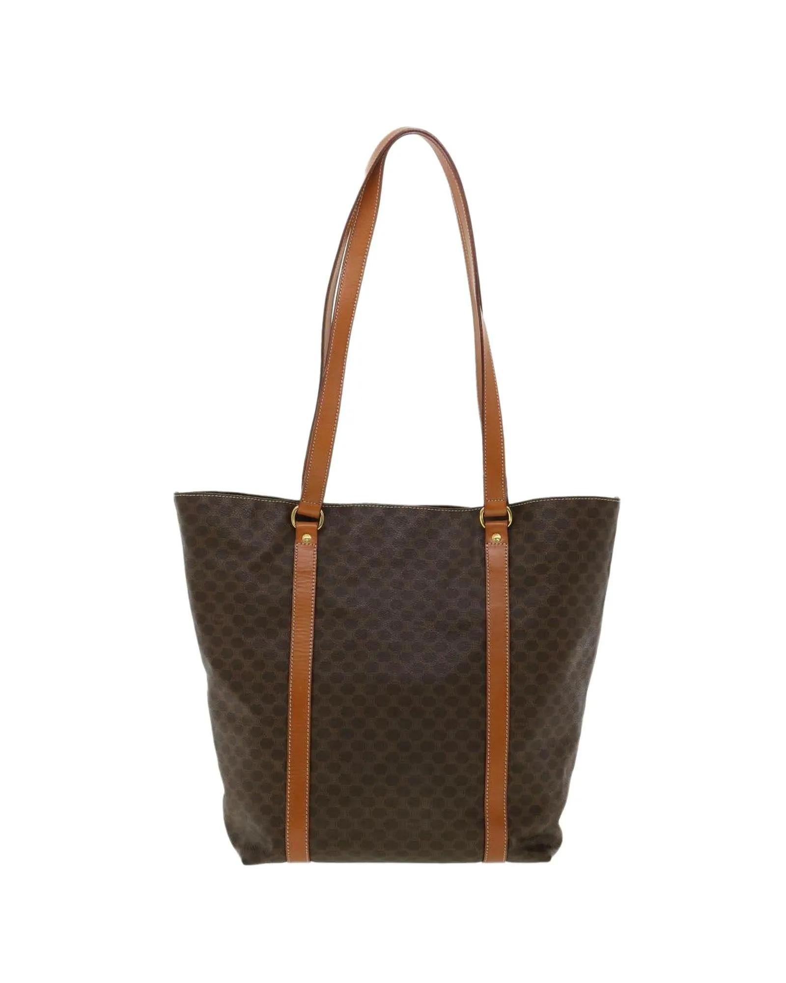 Celine Macadam Canvas Tote Bag PVC Leather Brown