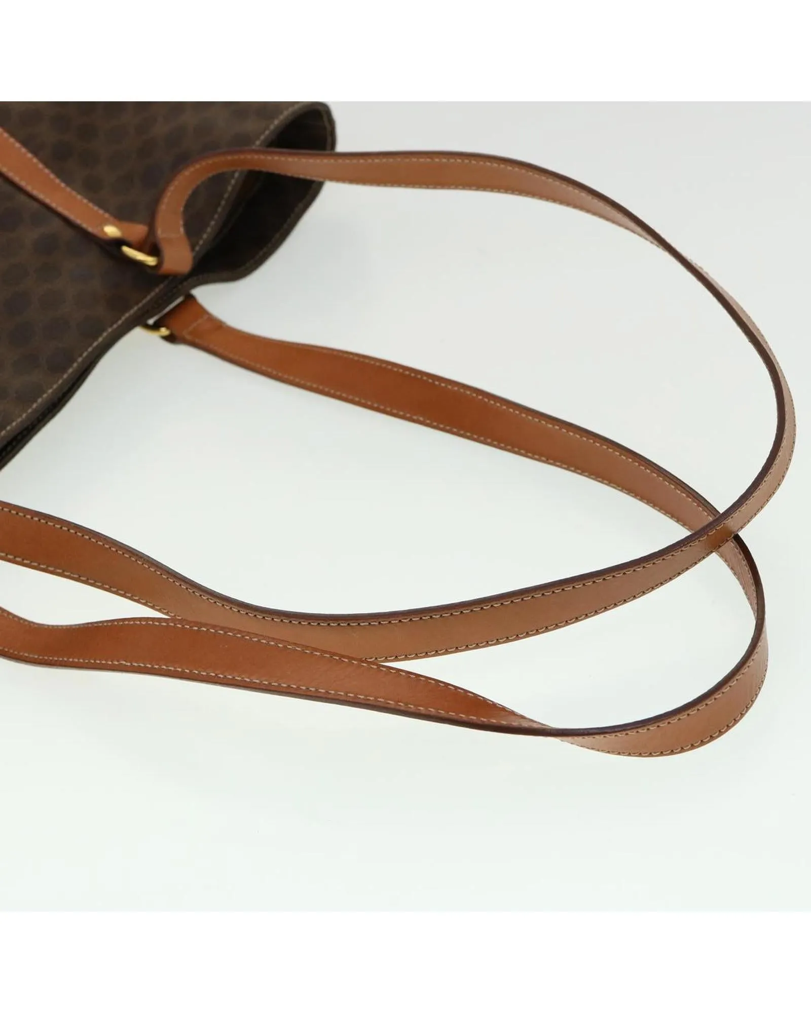 Celine Macadam Canvas Tote Bag PVC Leather Brown