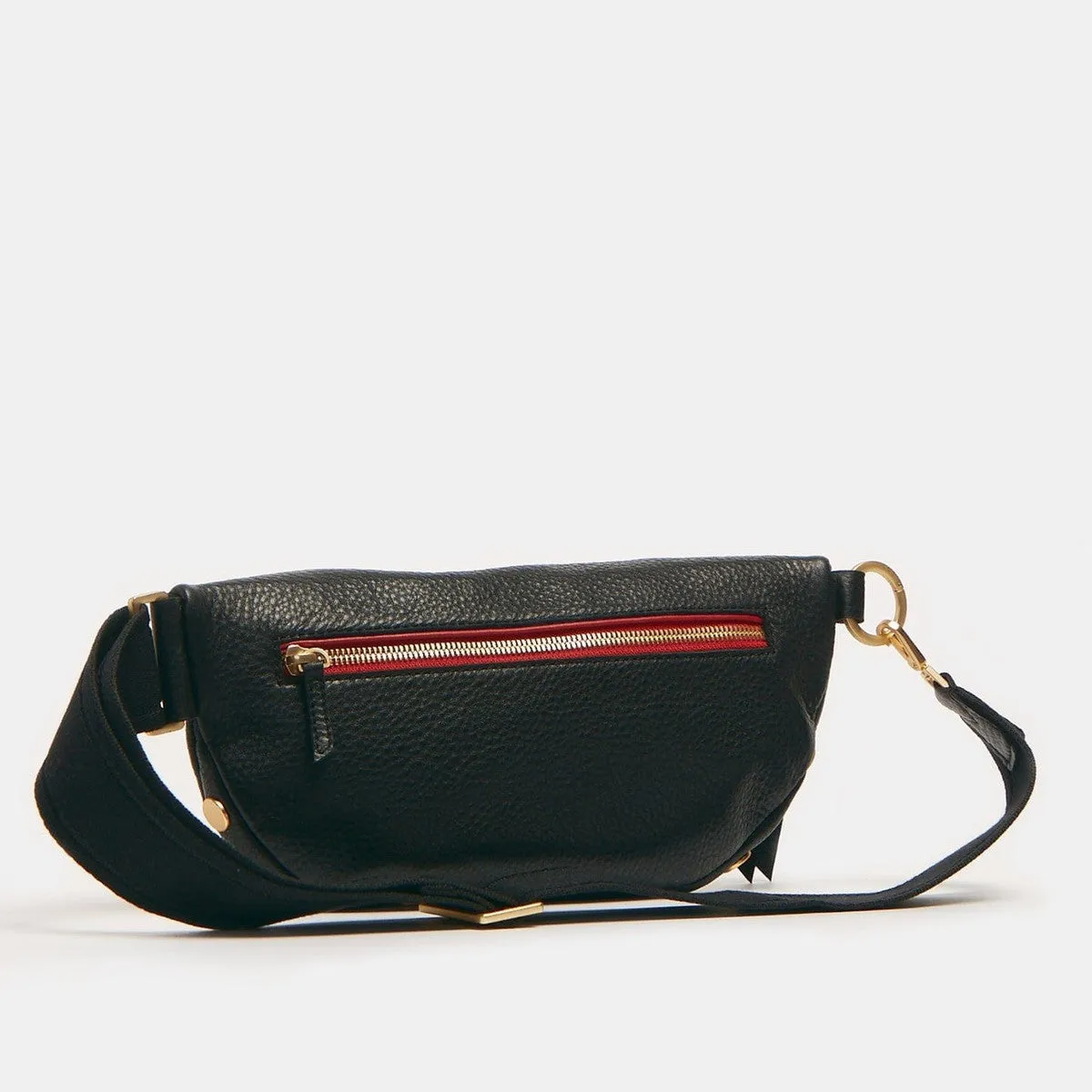 CHARLES CROSSBODY MED - Black/Brushed Gold Red Zip