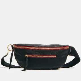 CHARLES CROSSBODY MED - Black/Brushed Gold Red Zip