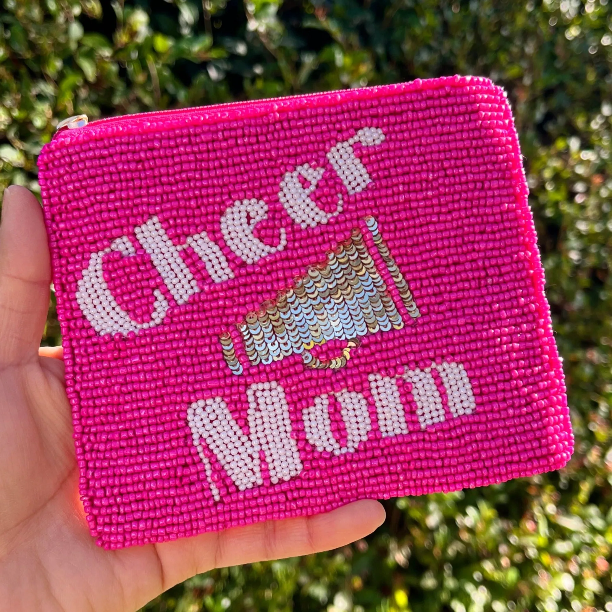 Cheer Mom Beaded Pouch