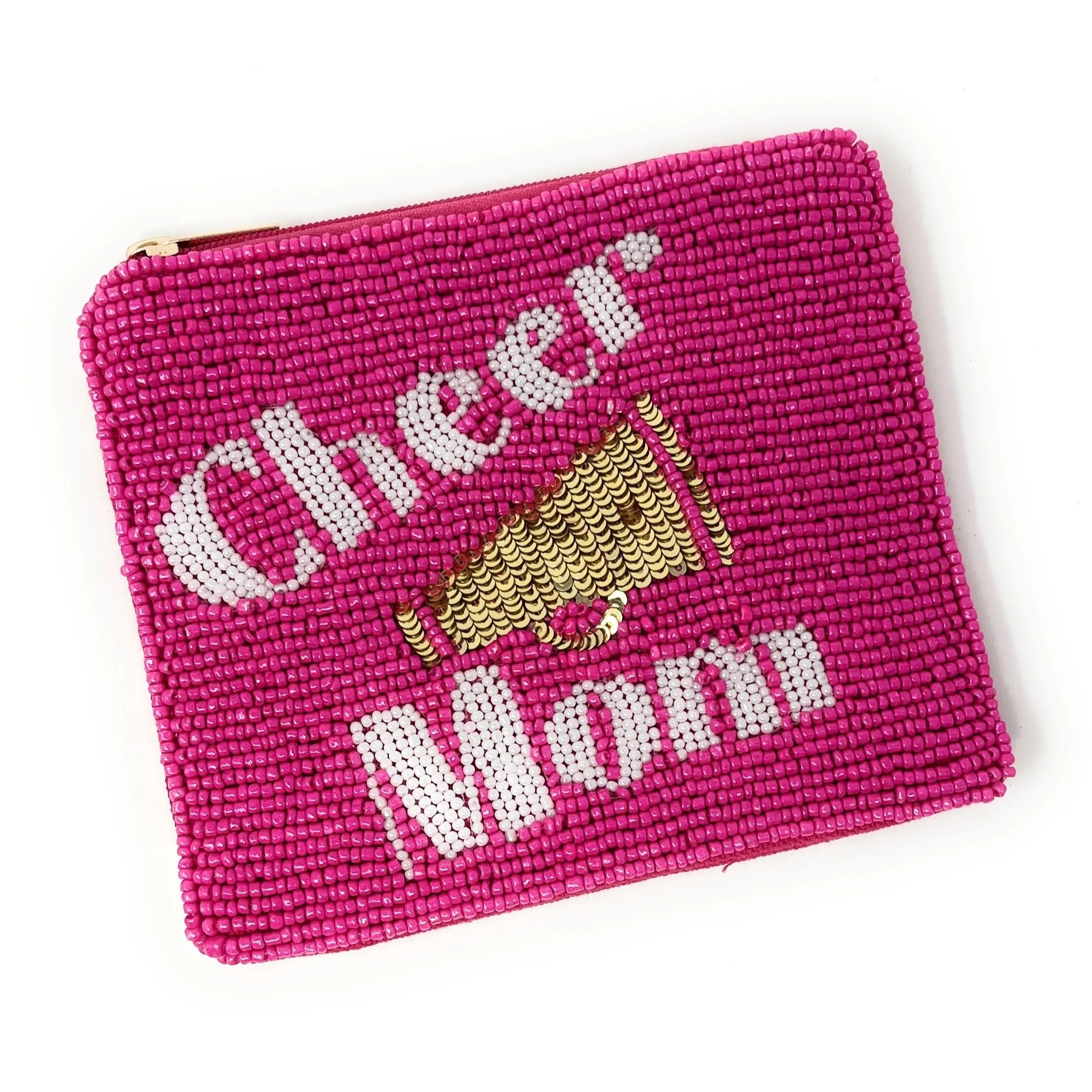 Cheer Mom Beaded Pouch