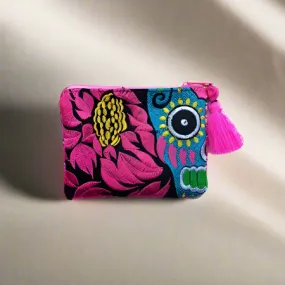 Culturas Embroidered Sugar Skull Coin Purse - Thailand