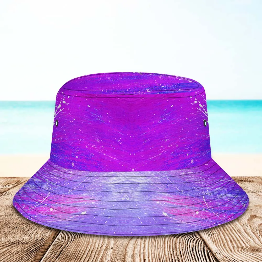 Custom Face Bucket Hat Personalised Wide Brim Outdoor Unisex Summer Hats Purple Oil Painting Style