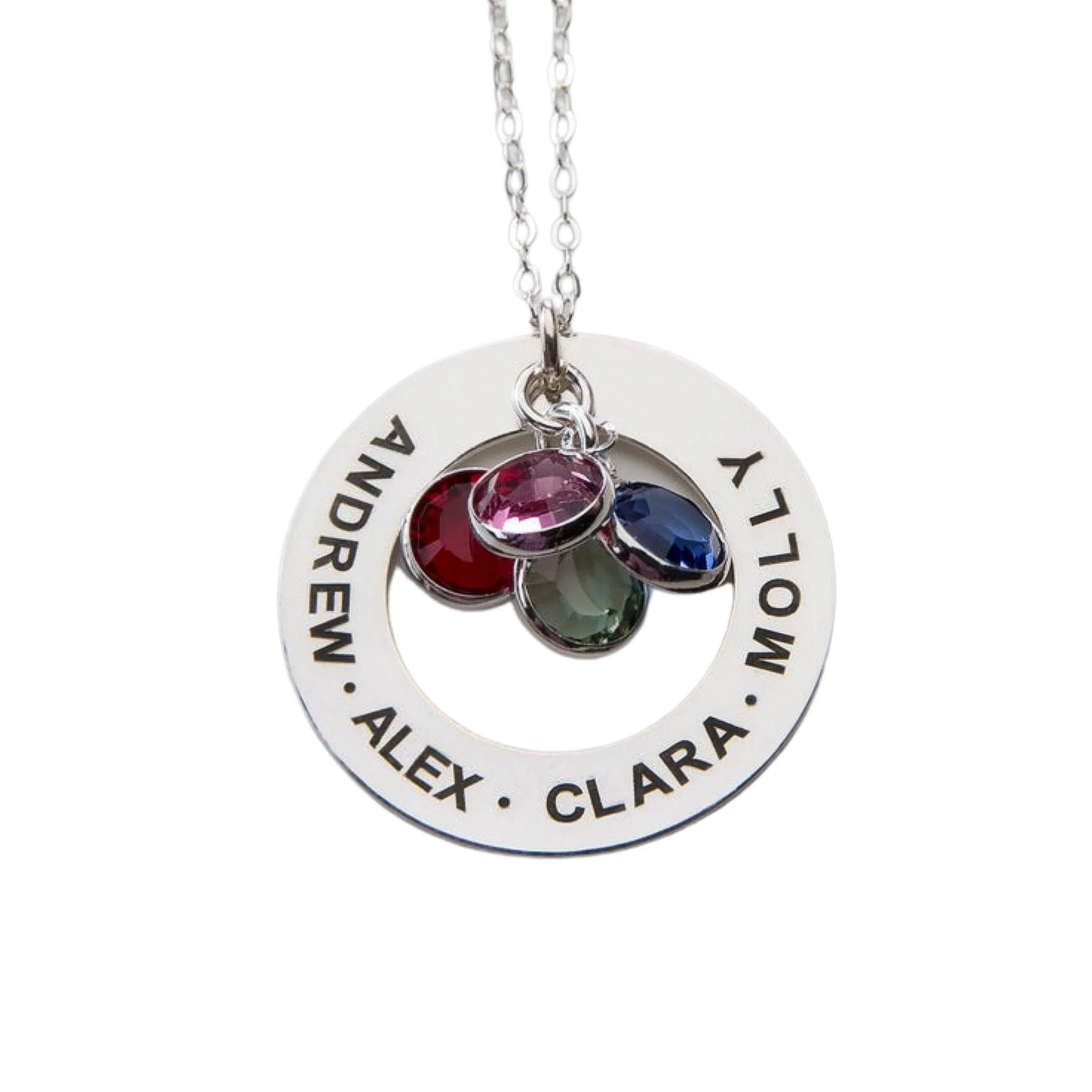 Custom Family Name Necklace with Birthstones - CG394N. Starts at